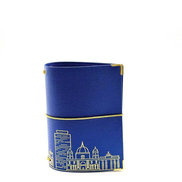 Reisepasshülle Travelfolio Leinen blau