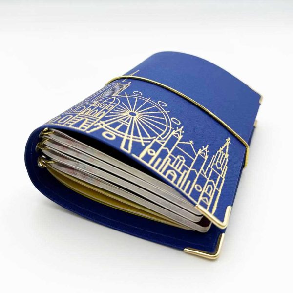 Reisepasshülle Travelfolio Leinen blau