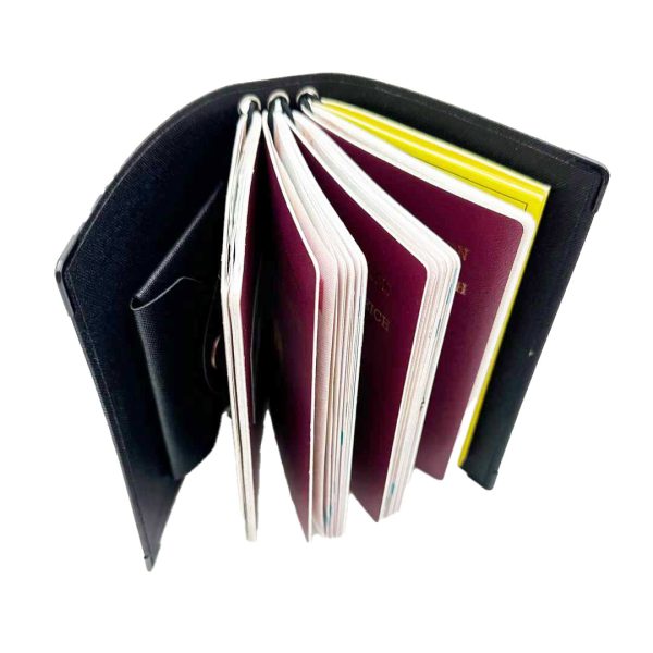 Reisepasshülle Travelfolio Leinen schwarz